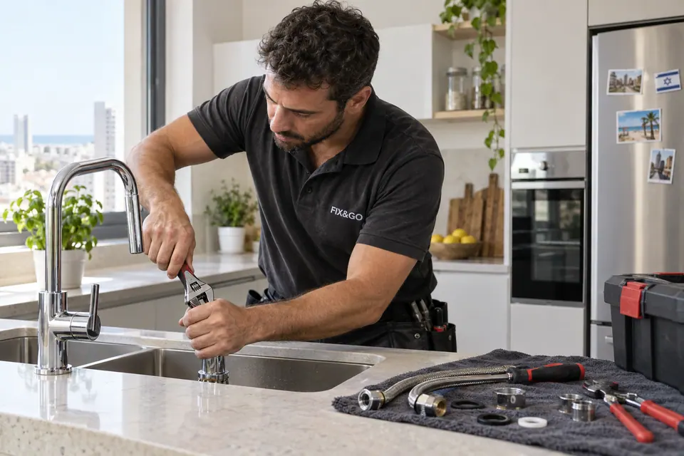 FIX&GO handyman replacing a kitchen tap