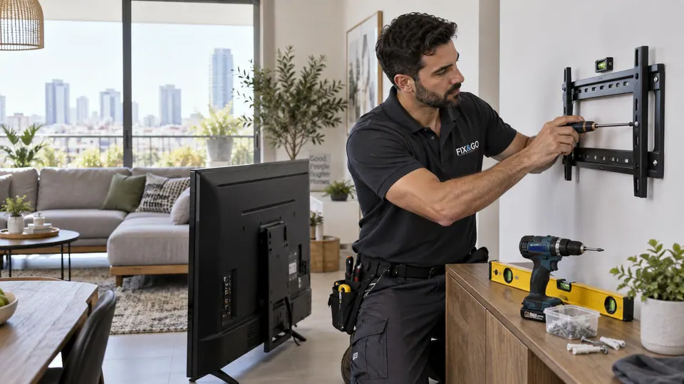 FIX&GO handyman installing a television bracket